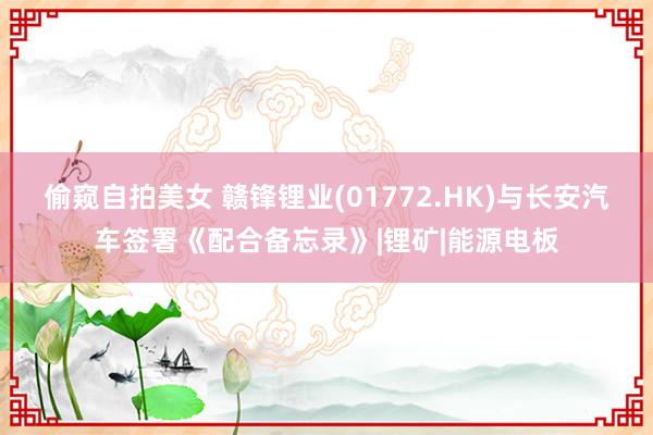 偷窥自拍美女 赣锋锂业(01772.HK)与长安汽车签署《配合备忘录》|锂矿|能源电板