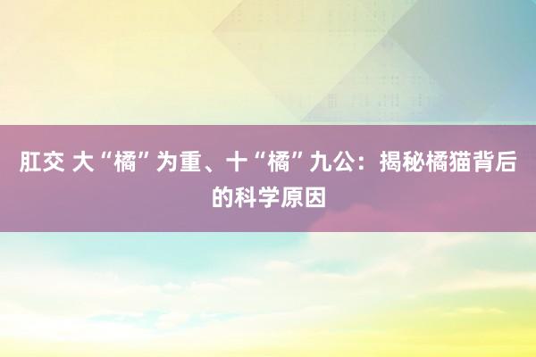 肛交 大“橘”为重、十“橘”九公：揭秘橘猫背后的科学原因